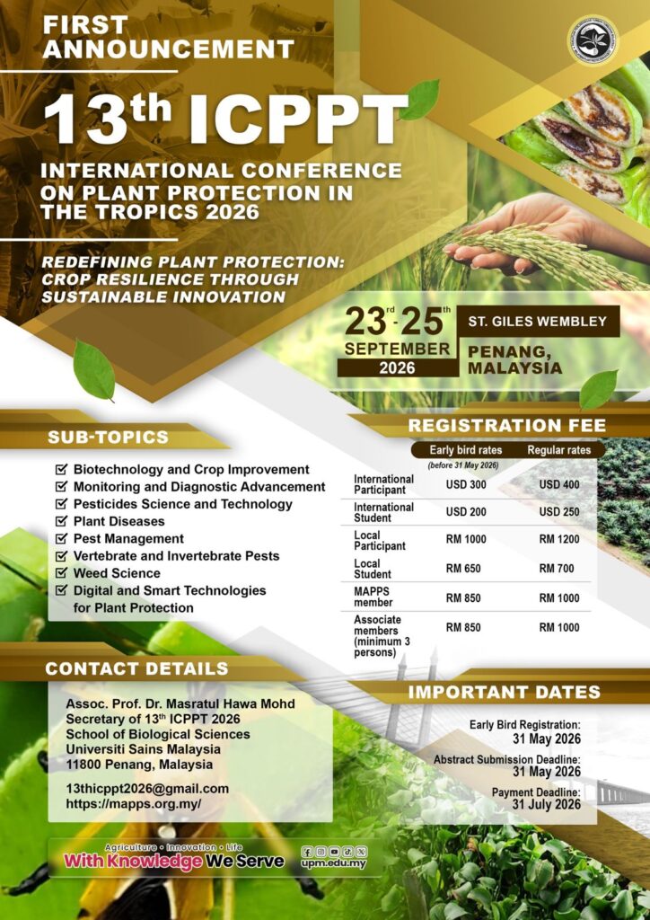 13th International Conference on Plant Protection in the Tropics (ICPPT) 2026