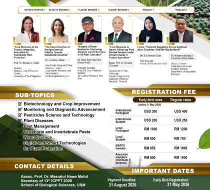 Second Announcement – 13th International Conference on Plant Protection in the Tropics (ICPPT) 2026